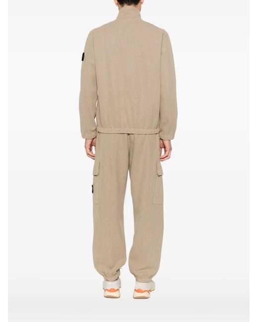 Stone Island Natural Logo-Patch Zip-Up Jacket for men