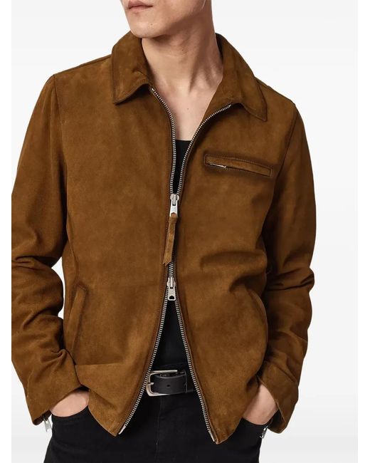 AllSaints Brown Ashwood Zip-Up Jacket for men