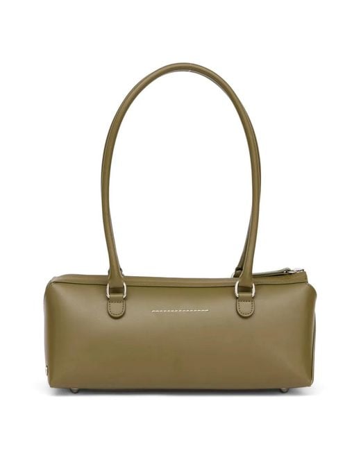 MM6 by Maison Margiela Green Medium Bauletto J Leather Shoulder Bag