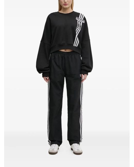 Adidas Black 3-Stripe Cropped Sweatshirt