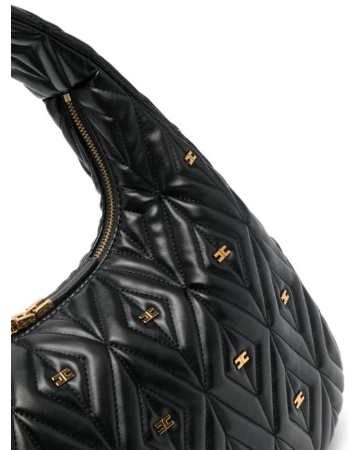Elisabetta Franchi Black Big Diamond-quilted Tote Bag