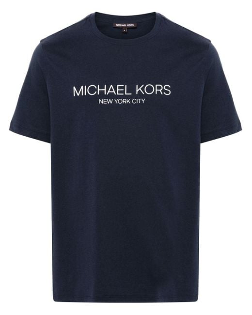 Michael Kors Blue Logo-embossed Cotton T-shirt for men