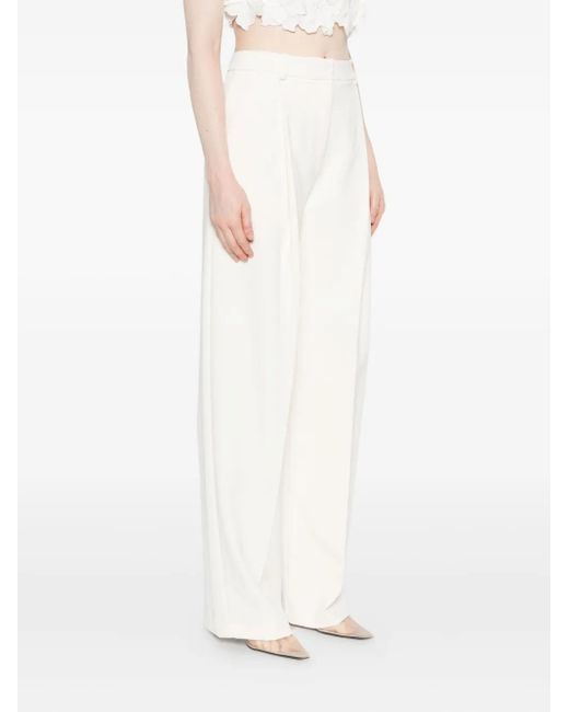 Elisabetta Franchi White Belt-Loops Pleated Trousers