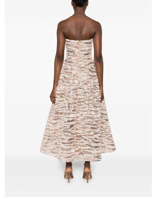 Elie Saab Natural Sequin-Embellished Maxi Dress