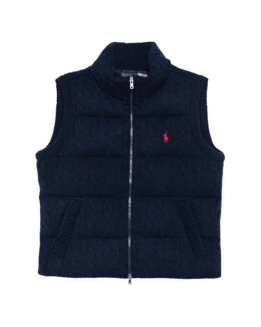 Polo Ralph Lauren Blue Cable-Knit Padded Gilet