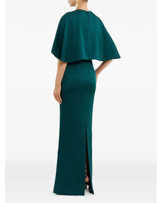 Rebecca Vallance Green Ellerie Cape-Detail Maxi Dress