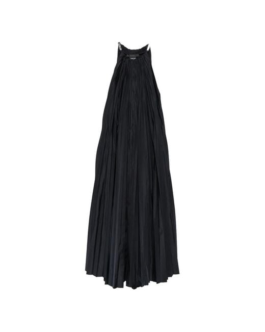 Max Mara Black Pleated Crystal-Embellished Maxi Dress