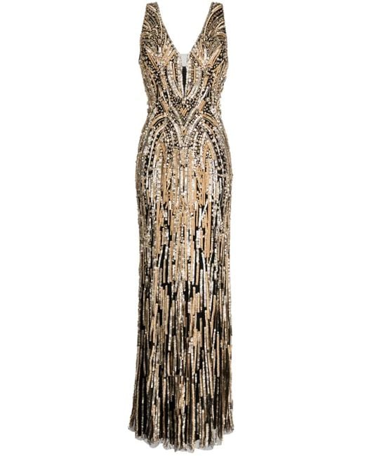 Jenny Packham Metallic Raquel Embellished Tulle Gown