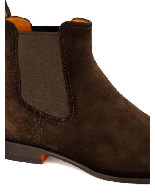 Santoni Brown Archerboot Suede Chelsea Boots for men