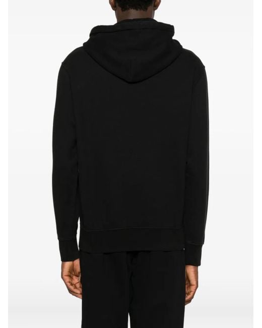 C P Company Black Logo-Embroidered Hoodie for men