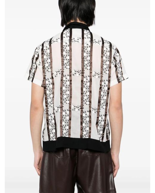 Bode Black Lattice Sprig Short-Sleeved Shirt for men