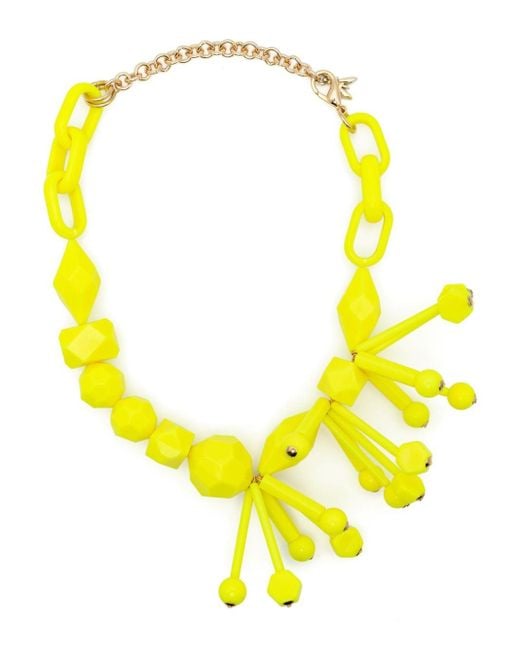 Patrizia Pepe Yellow Geometric-bead Chain Necklace