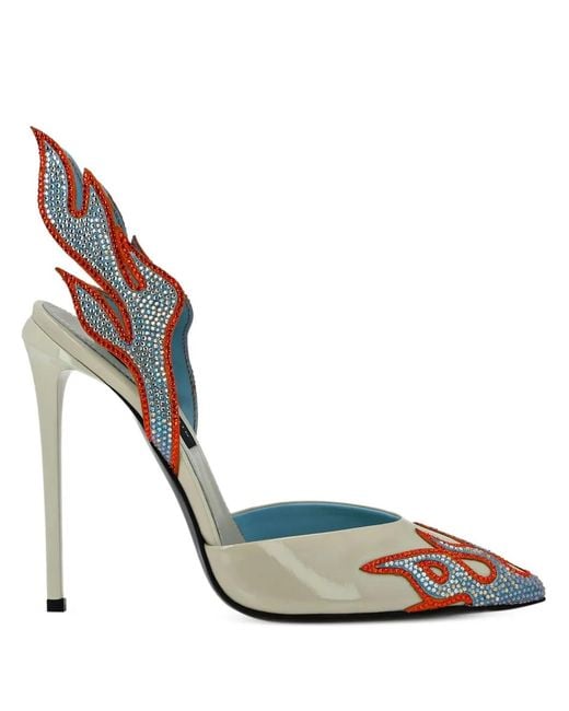 Philipp Plein Metallic 120Mm Flame-Detail Stiletto Heels