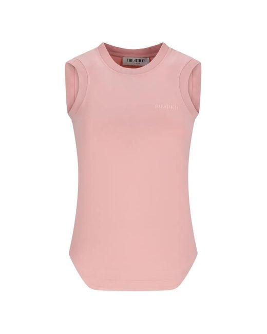 The Attico Pink Reese Logo-Embroidered Tank Top