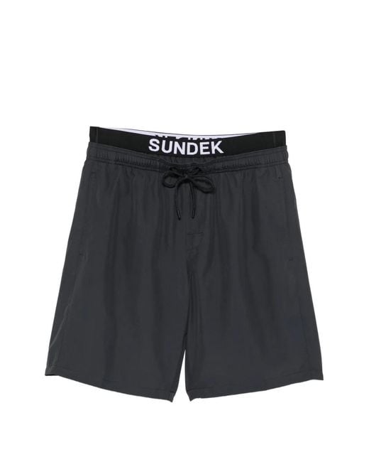 Sundek Black Short De Bain À Taille Logo for men