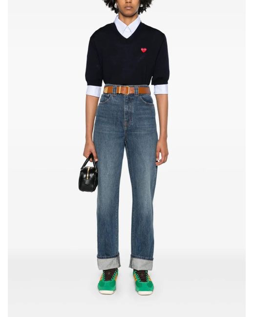 COMME DES GARÇONS PLAY Blue Heart-Patch Wool Jumper