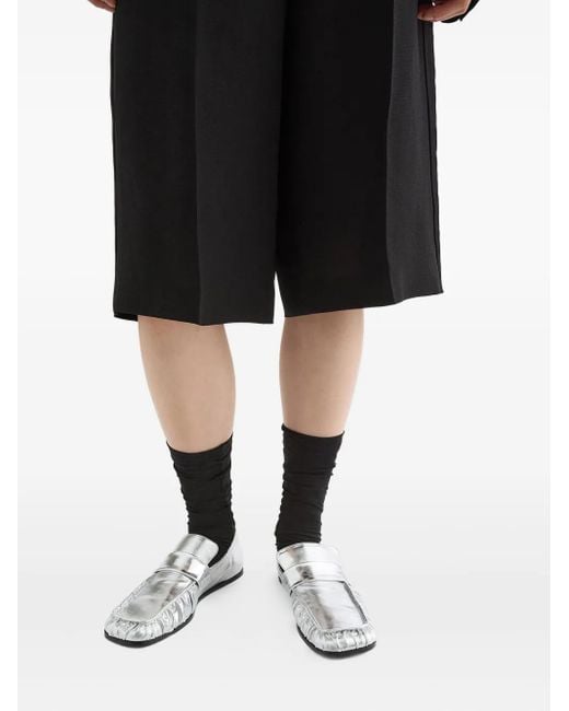 Jil Sander White Metallic Loafers