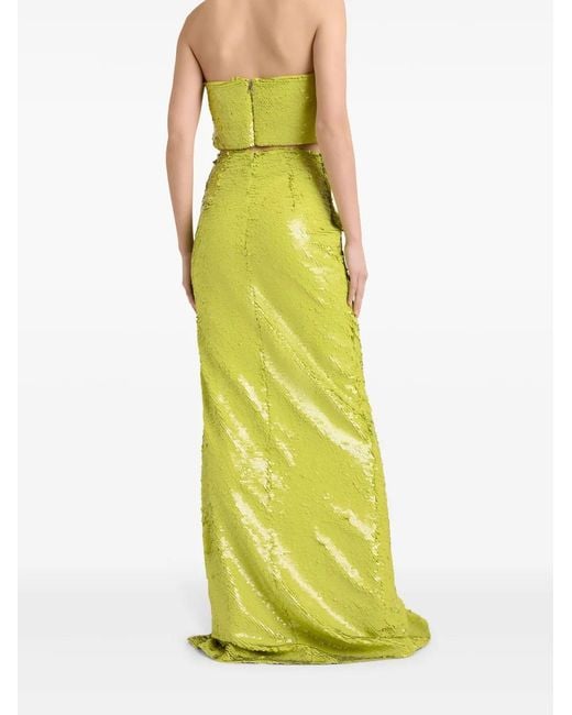 Cinq À Sept Yellow Jupiter Sequinned Column Skirt