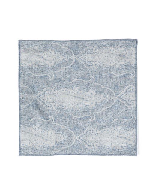 Brunello Cucinelli Paisley-print silk pocket square in Blue für Herren