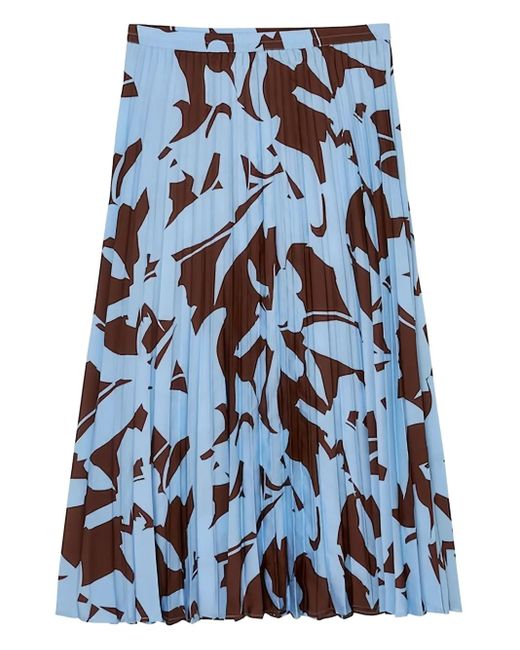 Marc O' Polo Blue Abstract-Print Pleated Skirt