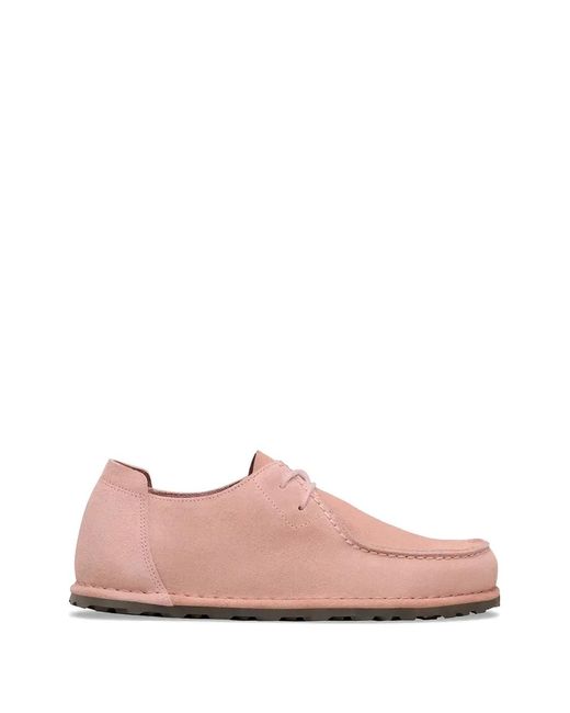 Birkenstock Pink Utti Suede Lace-Up Shoes