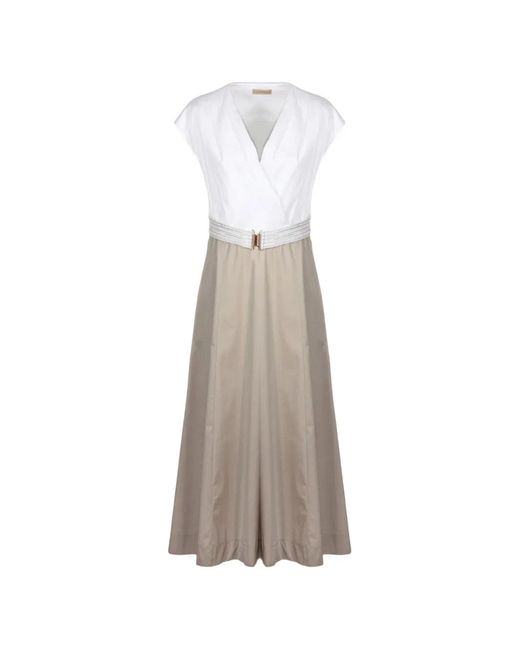 Purotatto White V-Neck Maxi Dress