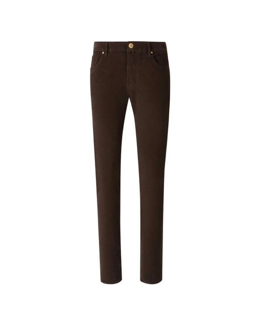Jacob Cohen Gray Corduroy-Effect Five-Pocket Jeans for men