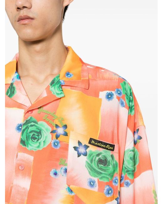 Martine Rose Hemd mit Blumen-Print in Orange für Herren