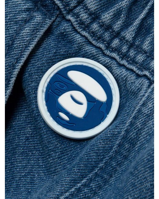Short En Jean À Logo Embossé Aape By A Bathing Ape pour homme en coloris Blue