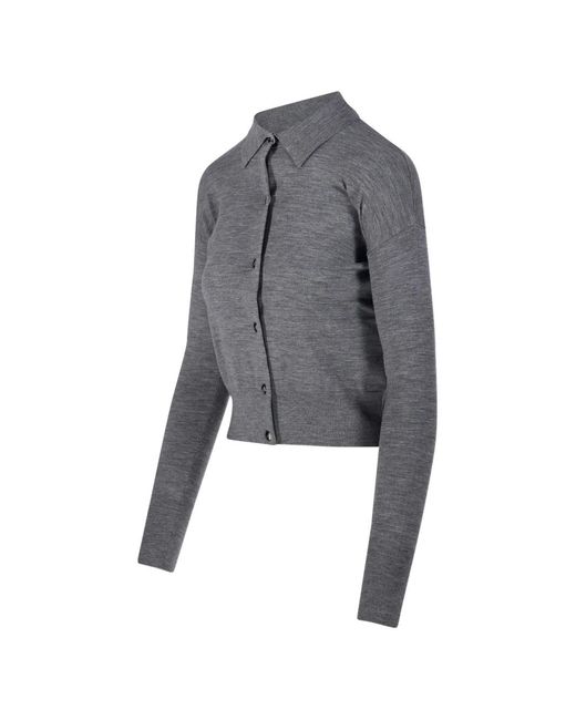 Max Mara Gray Collared Buttoned Cardigan