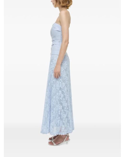 Jonathan Simkhai Blue Annalise Lace-Panelled Strapless Maxi Dress