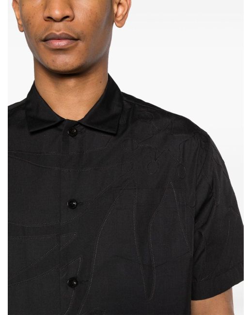 Sacai Black Motif-embroidered Poplin Shirt for men
