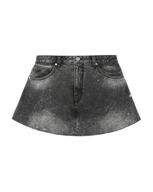 Falda vaquera con salpicadura de pintura we11done de color Gray