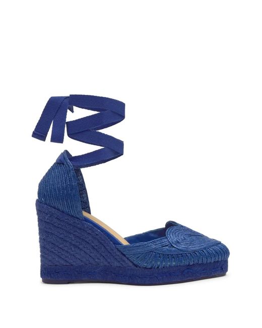 Castaner Blue Cacia Heart-Motif Wedge Espadrilles