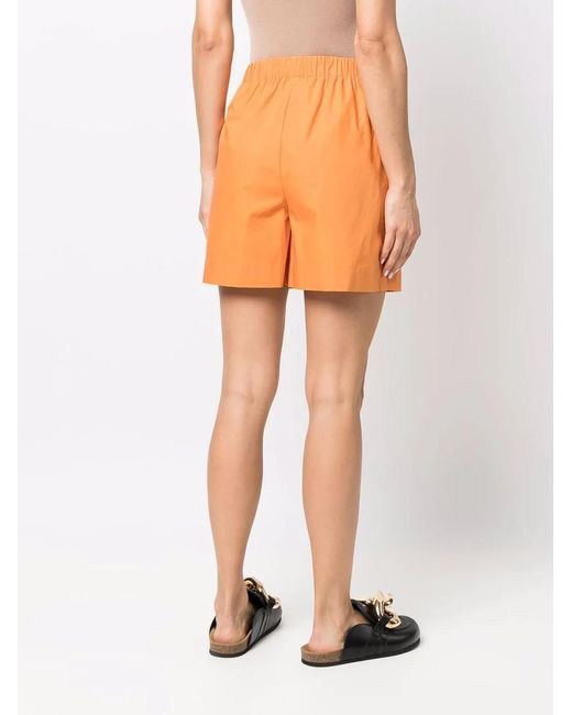 Nanushka Orange Short En Coton À Taille Élastiquée