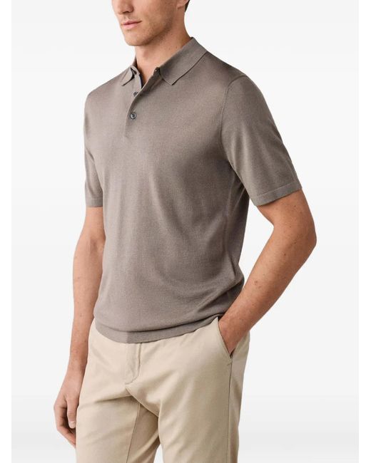 Hackett Gray Polo En Maille À Manches Courtes for men