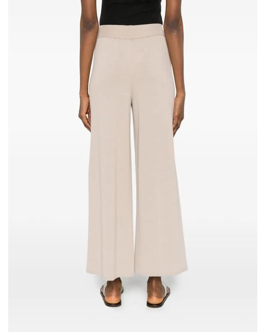 Neera White Ribbed Wide-Leg Trousers