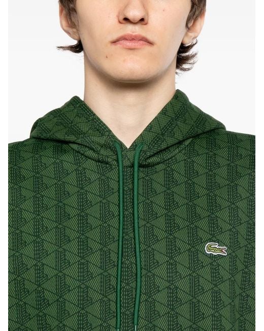 Lacoste Green Logo-Patch Hoodie for men