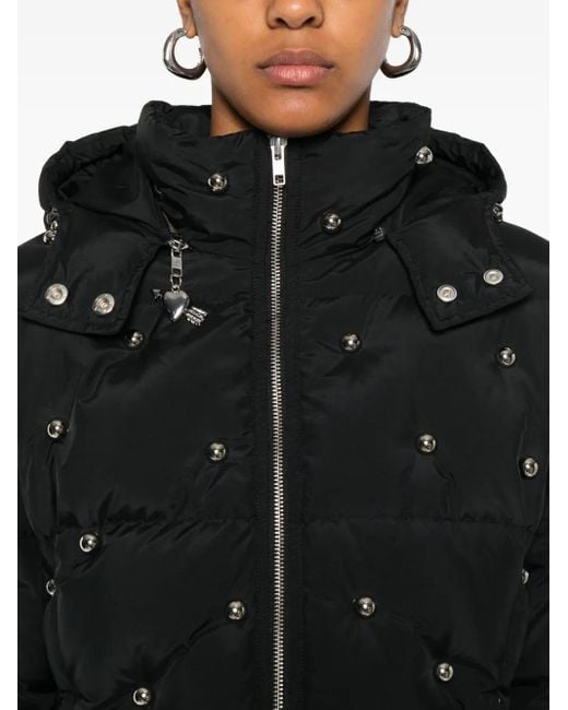 Chopova Lowena Black Fallout Hooded Studded Puffer Jacket