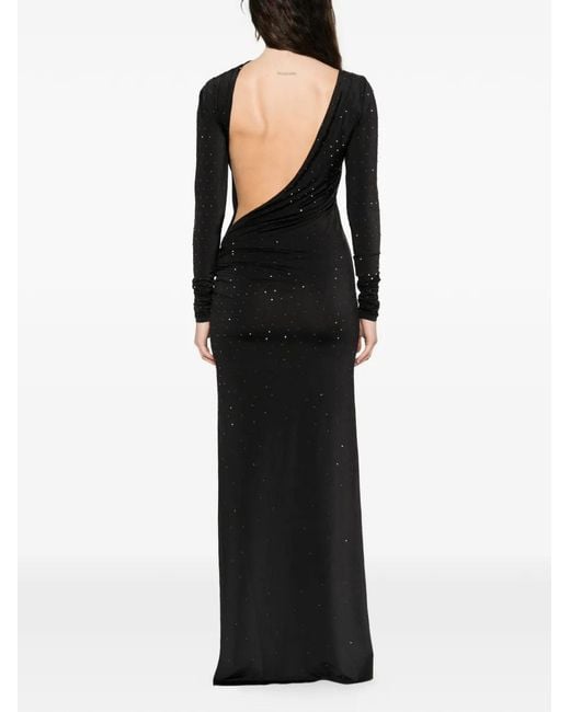 ANDAMANE Black Sophie Long-Sleeved Embellished Maxi Dress