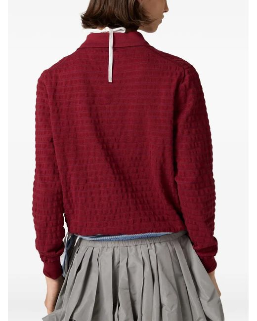 Miu Miu Red Pull Rayé À Col V
