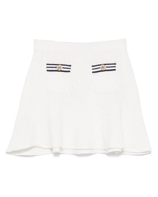 Self-Portrait White Knitted Mini Skirt