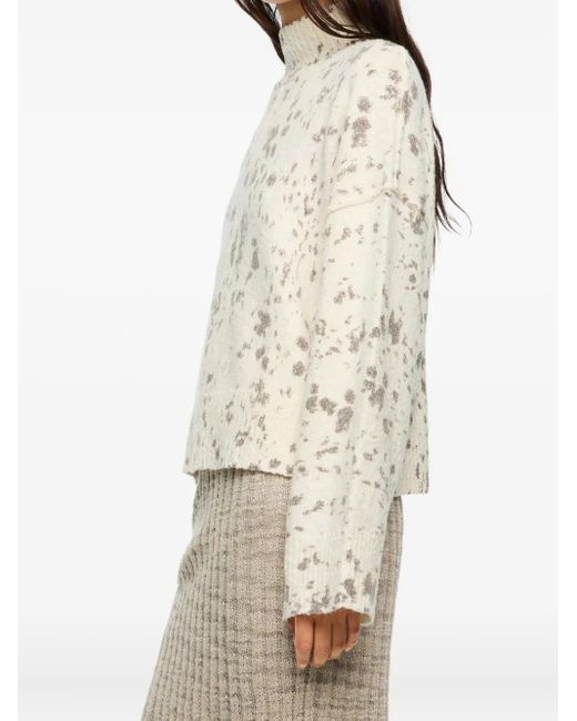Bimba Y Lola White High-Neck Speckled Sweater