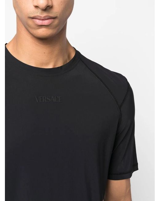 Versace Black Logo-Print Short-Sleeved T-Shirt for men