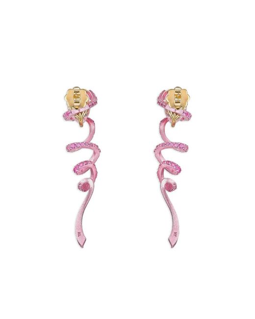 Anabela Chan Pink 14K Rose And 18K Rose Vermeil Ribbon Twirl Sapphire Earrings