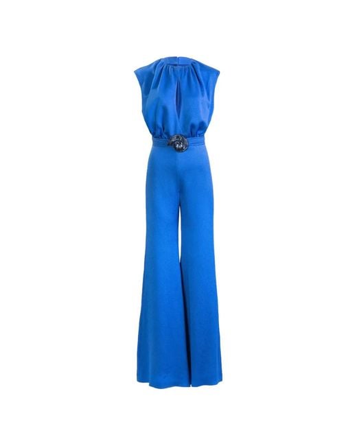 Silvia Tcherassi Blue Noel Belted Jumpsuit
