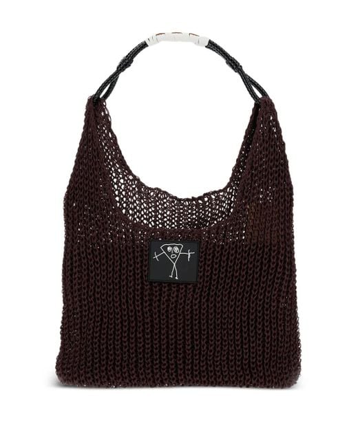 Plan C ウーブンハンドル ショルダーバッグ Black