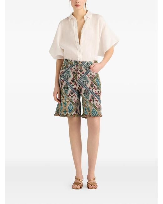 Momoní Green Pino Jacquard Patterned Shorts
