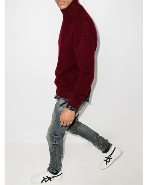 Purple Brand Blue Vintage Spotted Tapered-Leg Jeans for men