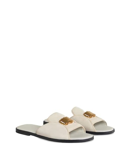 Agnona White Buckle Suede Sandals